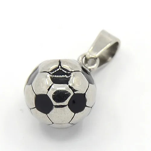 PandaHall 10 Pcs 304 Stainless Steel Black Soccer Ball Pendants Gold Plated for Children