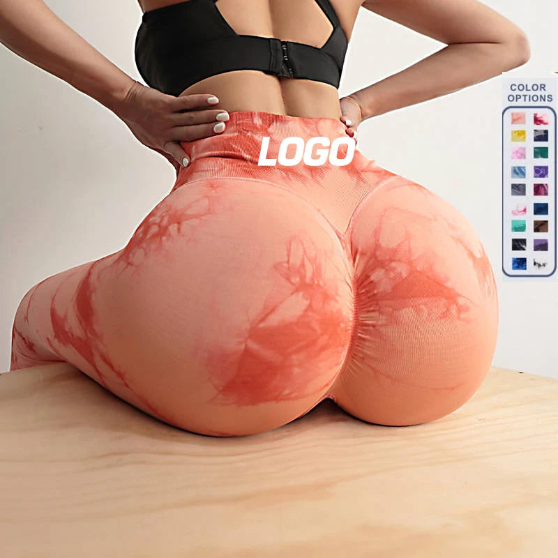 Wholesale Yscrunch Butt Lift Leggings for Women Tie Dye Work Black Women's Tie Dye High Waist Sports Leggings Yoga Pant