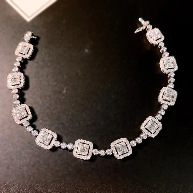 in Stock 18K Pure Gold Tennis Bracelet with 2.45ct Natural round VS FG Diamond Diamond Bracelets & Bangles