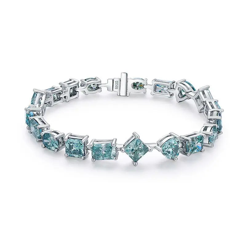 Trendy New 925 Silver Link Chain Bracelet Fashion Jewelry Color Diamond Princess Square Heart Emerald Oval Moissanite New Sty