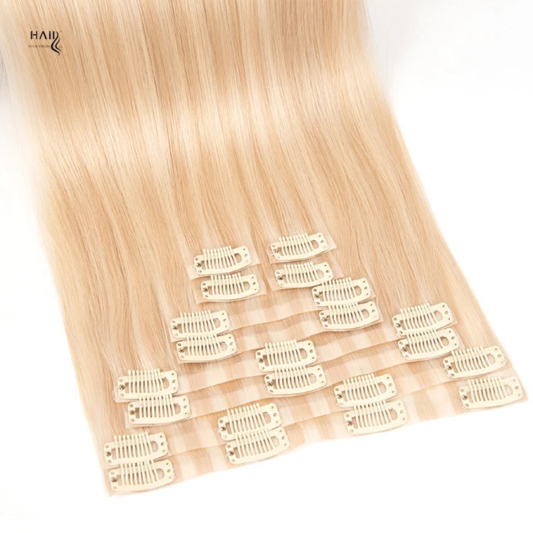 New Arrival Wholesale Double Drawn Cuticle Aligned Hair Single Donor Raw Virgin Hair Seamless Invisible Clip in Hair Extensio