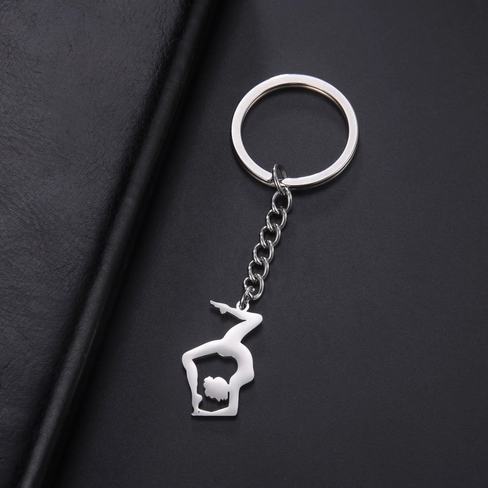 Gymnastic Form Keychain Stainless Steel Charm Key Chain Sporty Games Gift for Women Men