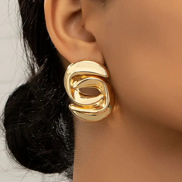New Fashion Gold SIlver Color Knot Hoop Earring for Women Jewelry