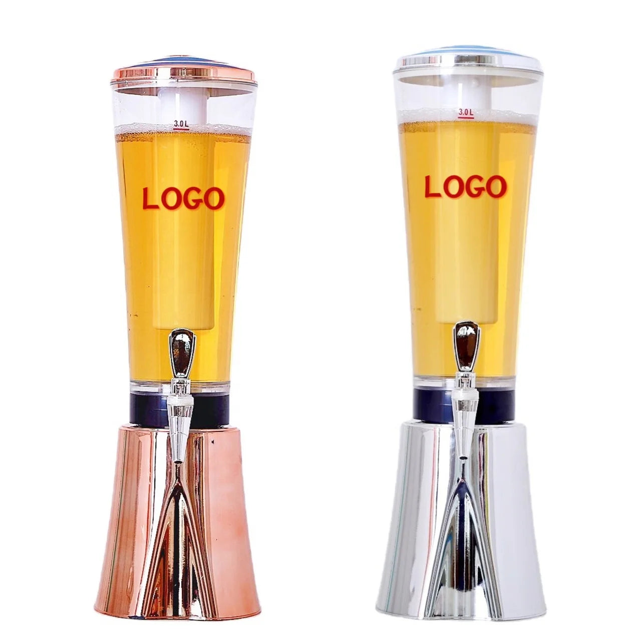 Hot Sale Custom Logo 3L Self-Service Drink Dispenser LED Light Plastic Beer Tower for Bar & Restaurant 1.5L 3L Juice Dispense