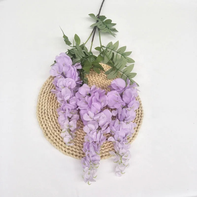 Wholesale Factory 3 Branches Silk Hanging Flowers Artificial Wisteria for Wedding Decoration