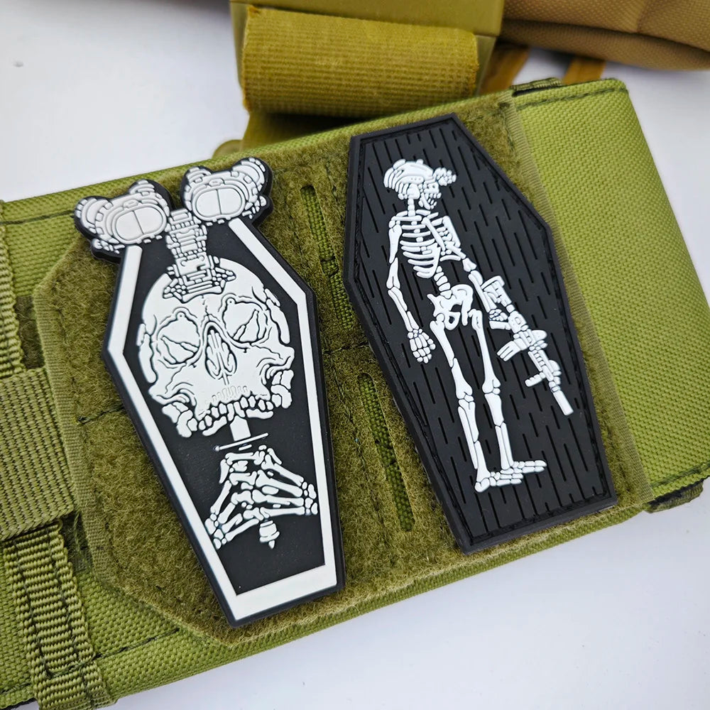 PVC Skull Warrior Rubber Patch Skeleton Tactical Equipment Accessories With Hook Back