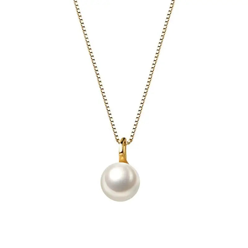 Genuine 925 Sterling Silver Box Link Chain Geometric Baroque Pearl Charms Pendant Necklace for Women