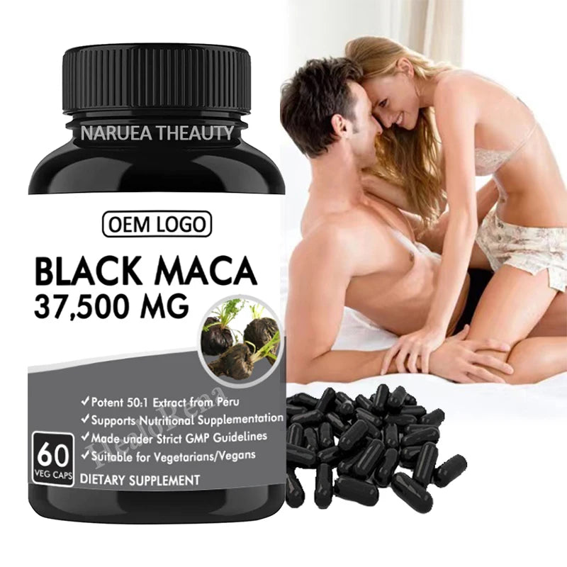 OEM Black Maca 37500mg From Peru Energy Booster Endurance Boost Maca Capsules