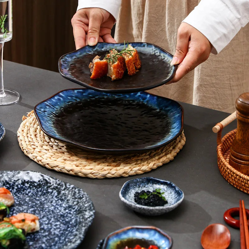 Japanese Ceramic Western Food Steak Plate Sushi Dessert Cake Plate Creative Home Water Fruit Dish Breakfast Dessert Plate