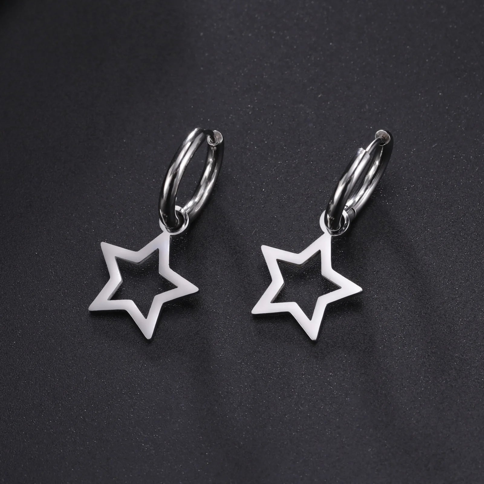 Pentagram Star Drop Earrings Women Girls Hoop Earrings Minimalist Daily Stainless Steel Jewelry Gift for Friends