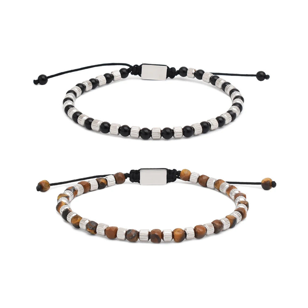 Handmade Faceted Bead Stainless Steel Hematite Titanium Plated Healing Trendy Anniversary Bracelet Adjustable Unisex Fashion