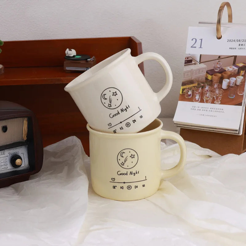 Original Ins High Appearance Level Music Ceramic Mug Creative Cream Water Mug