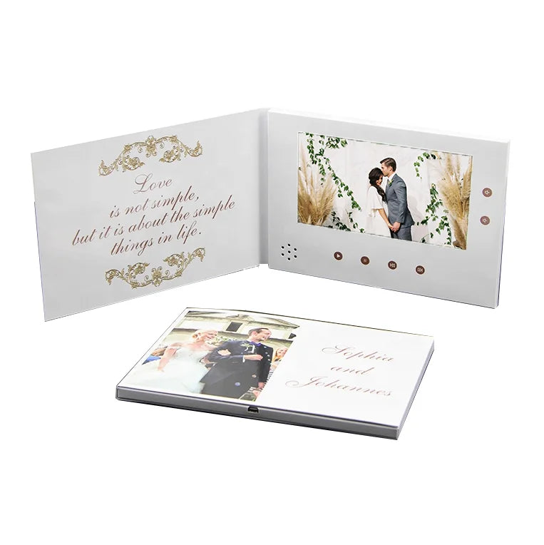 Popular Product Customized Paper Crafts Greeting Lcd Card Wedding Invitation Music Book for Promotion Video Brochure