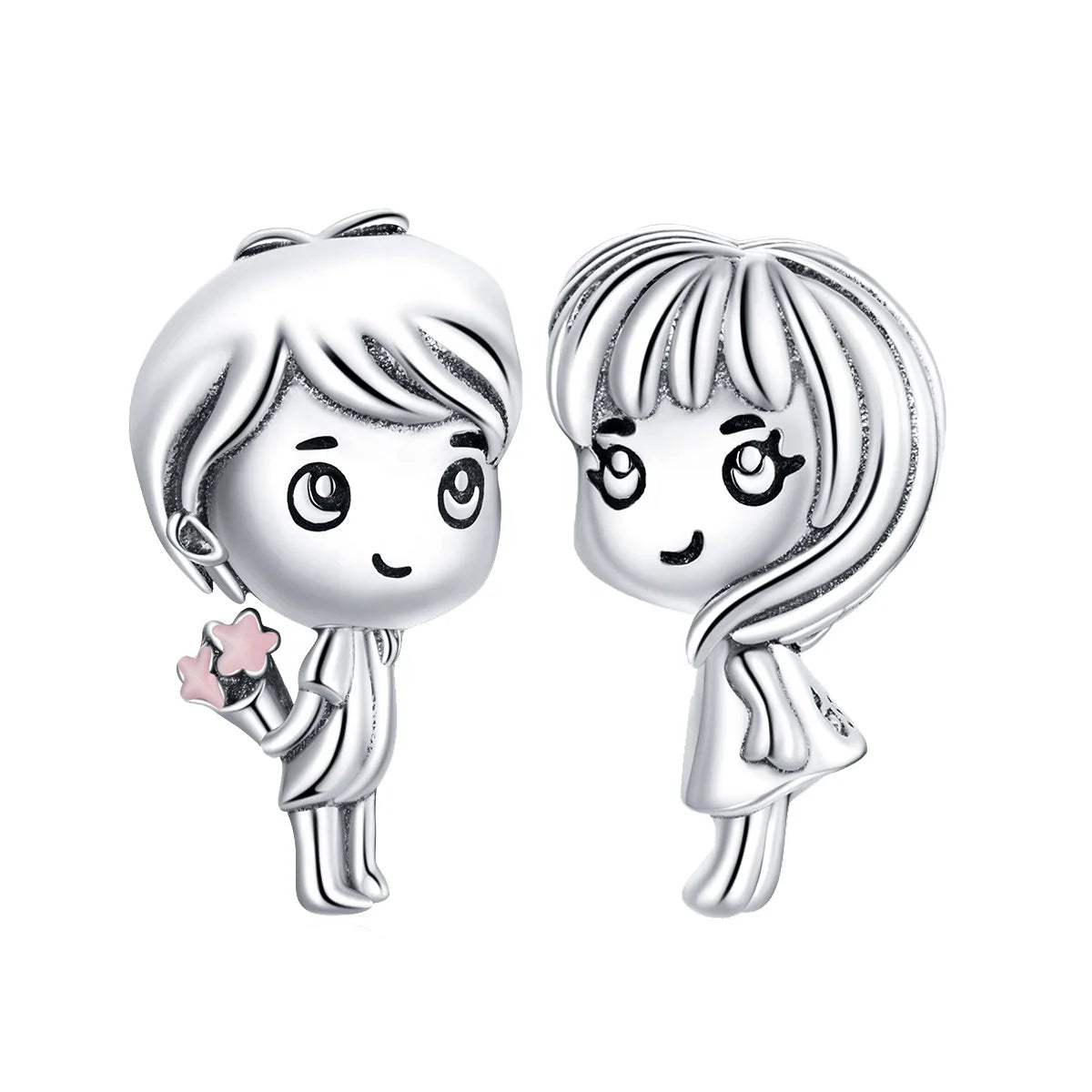 925 Sterling Silver Boy Girl Beads Zircon Infused Friendship Charms for Women for Original Bracelet Pendant Lover Couple Jewe