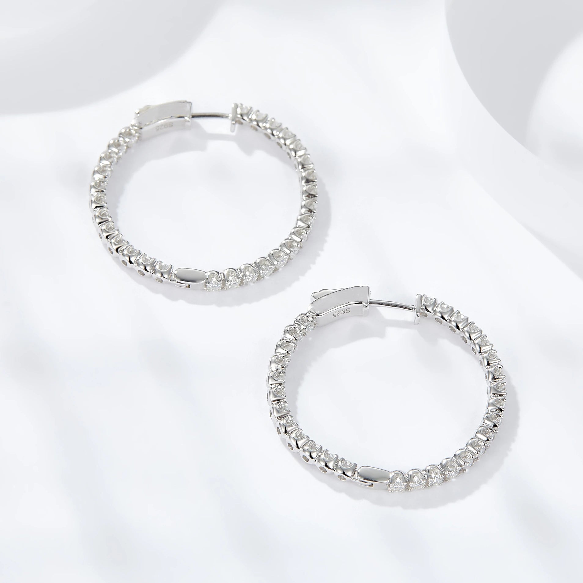 Wholesale Price Hot Selling 925 Sterling Silver Platinum/Rose Gold Plated Brilliant Cut Moissanite Hoop Earrings Fine Jewelry