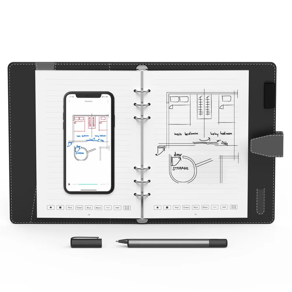 MOQ 1 A5 PU Notepad Cloud Storage Electronic Digital Writing Erasable Sync Pen Smart Notebook With App