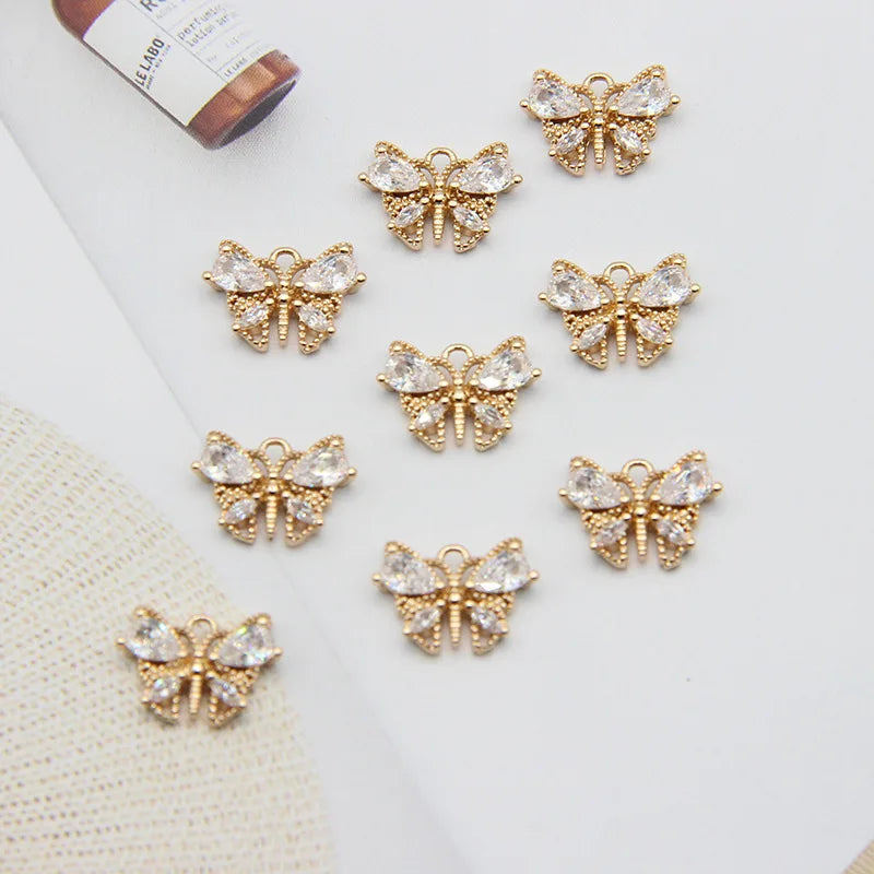 Minimalist Kc Gold Plated Hollow Butterfly Pendant Diy Crystal Zircon Butterfly Pendant for DIY Jewelry Accessories