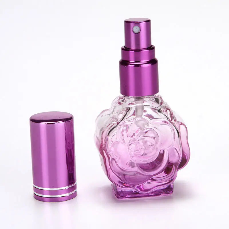 Mini 10ml Clear Glass Atomizer Empty Colored Flower Shape Mini Round Refillable Empty Perfume Bottle Spray Glass 10ml