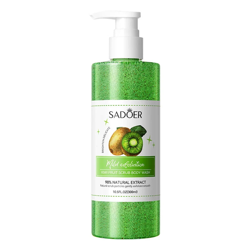 Private Label Organic AHA BHA PHA Body Wash Body Cleansing Exfoliating Kiwi Body Scrub Shower Gel