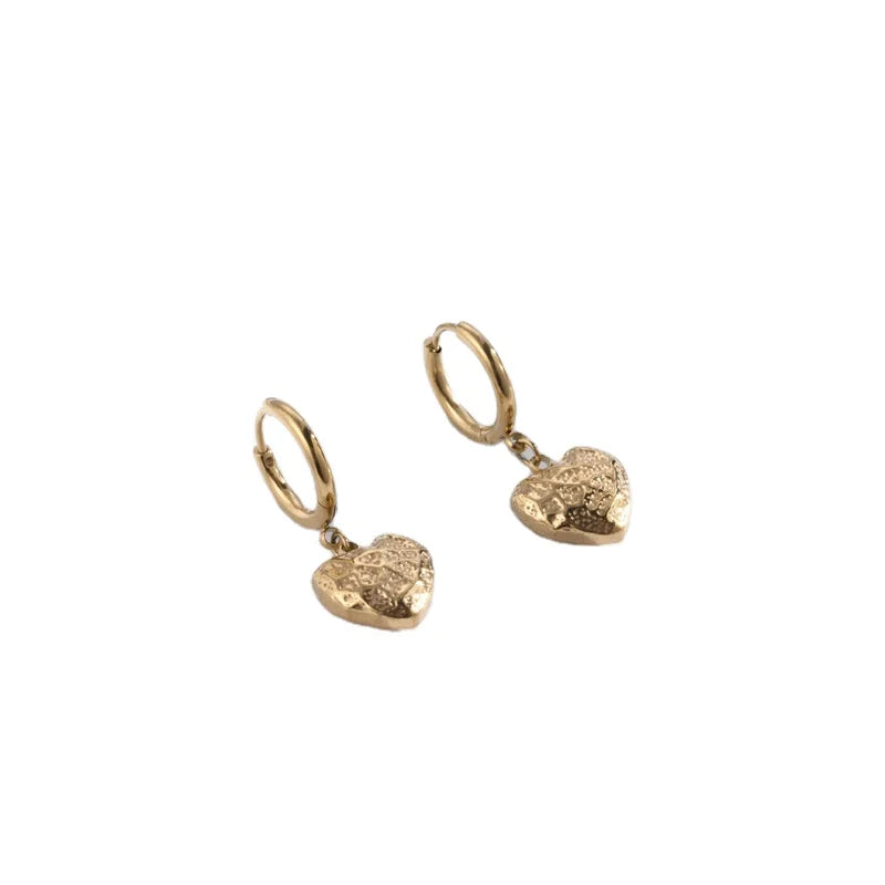 Women's Elegant Fashion Hollow Flower Heart Dangling 18k Gold Plated Titanium Steel Charm Trendy Earrings Anniversary Party G