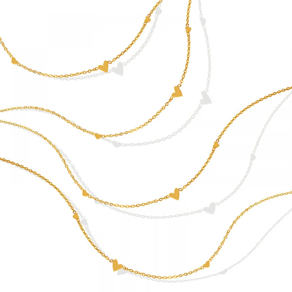 Minimalist Fashion Jewelry Women Dainty Collier Acier Inoxydable Bijoux Gold Plated Stainless Steel Tiny Heart Necklace