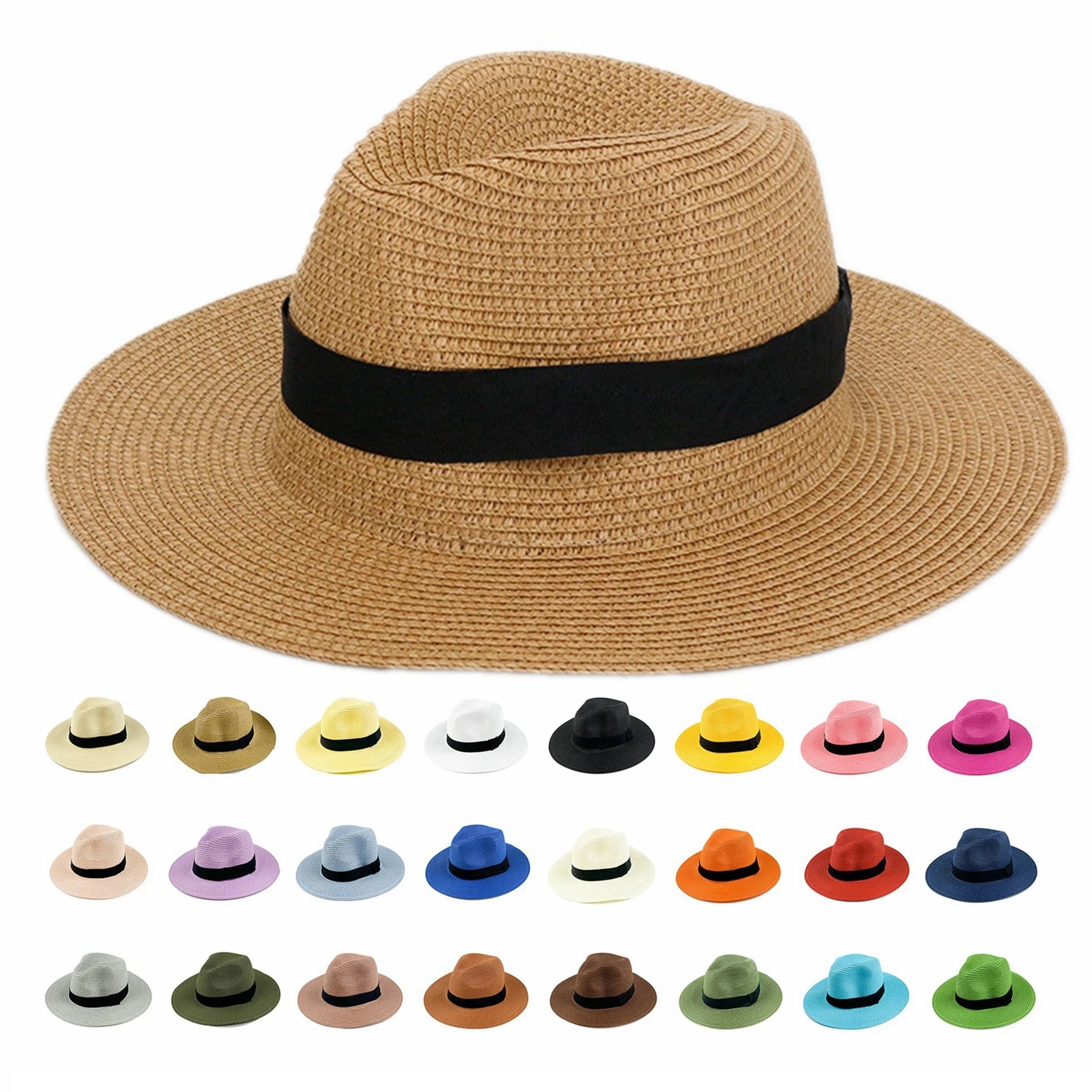 Wholesale Unisex Men Women Plain Sun Protection Sombreros Breathable Decoration Strap Classic Paper Straw Hats Fashion Hats