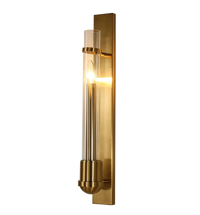 Modern Simple Light Iron Aluminum Glass Bedroom Bed Aisle Corridor E14 Bulb Golden Wall Lamp