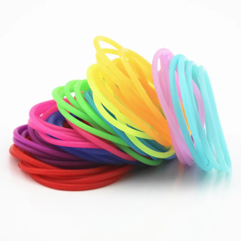 Fashion Rainbow Rubber Hair Ties Bracelets Women Stackable Thin Stretch Jelly Color Silicone Bracelet Wristband for Girls