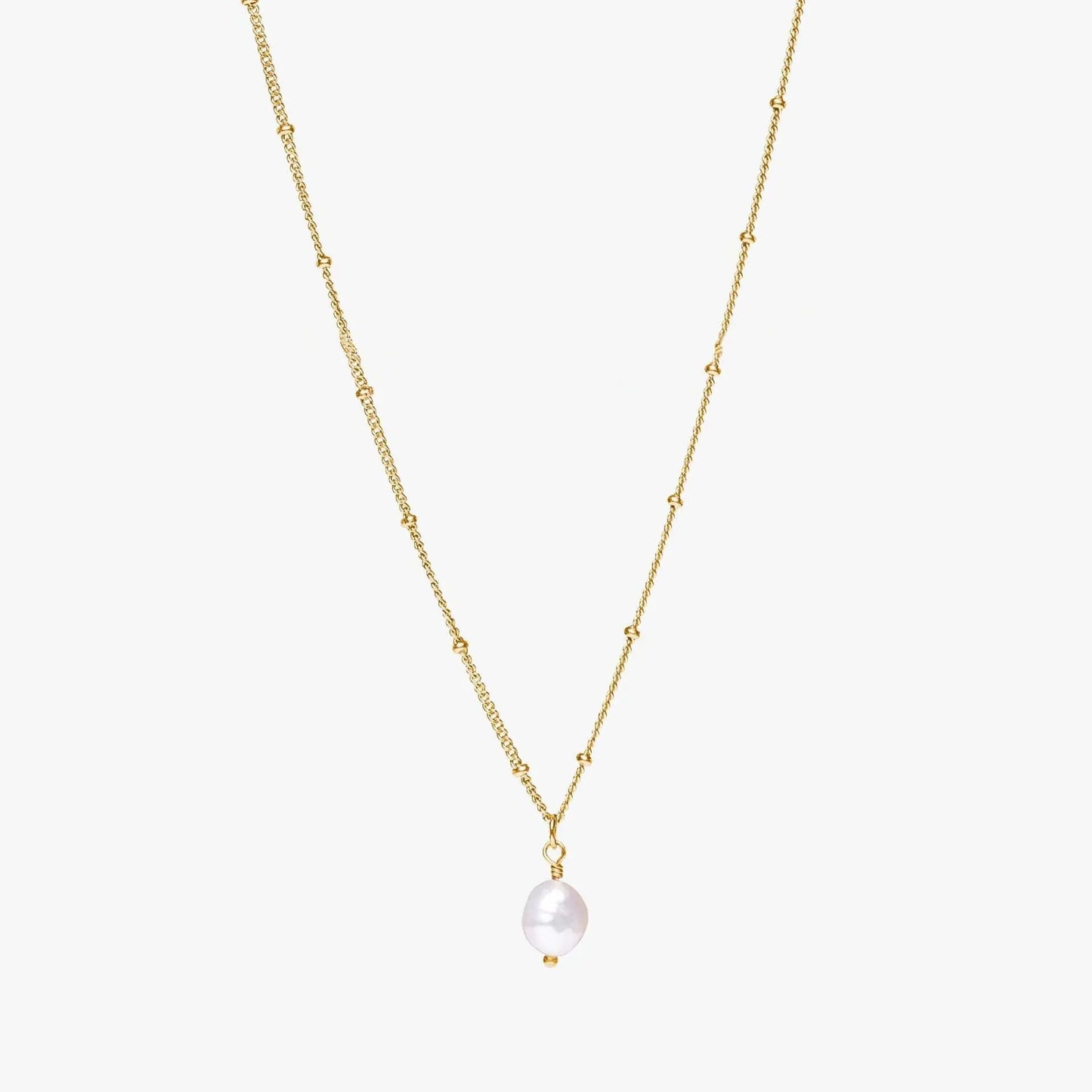 Fashion Stainless Steel Chain Charm Baroque Necklace Gold Plated Freshwater Pearl Pendant Necklace for Women