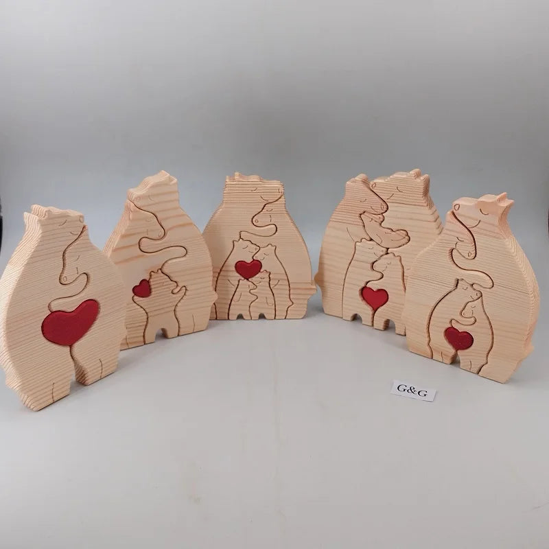 Custom Wooden Bear Family Puzzle Family Bear Puzzle Wooden Bear Family Puzzle Christmas Birthday Gifts for Mom
