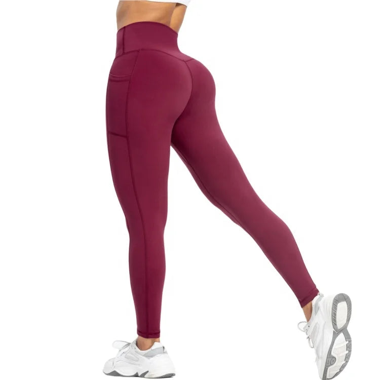 Lanyu Custom Logo Women's High-Waist Boot Cut Gym Fitness Yoga Leggings with Butt Lift Pockets for Workout Solid Athletic Pan