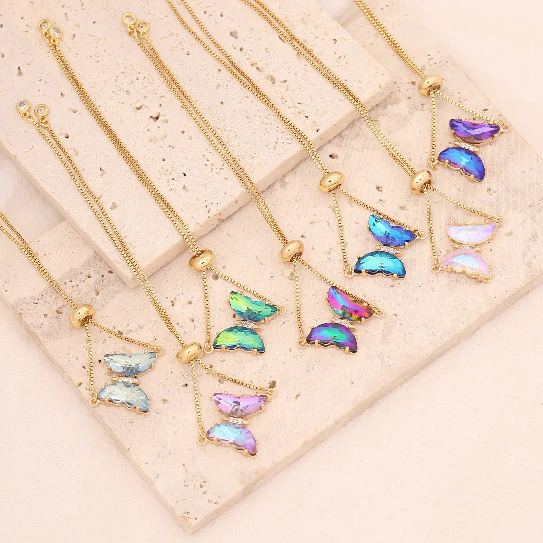 Multicolor Zircon Butterfly Bracelet Personalized 18K Gold Bracelet Light Luxury Temperament Bracelet Jewelry Wholesale