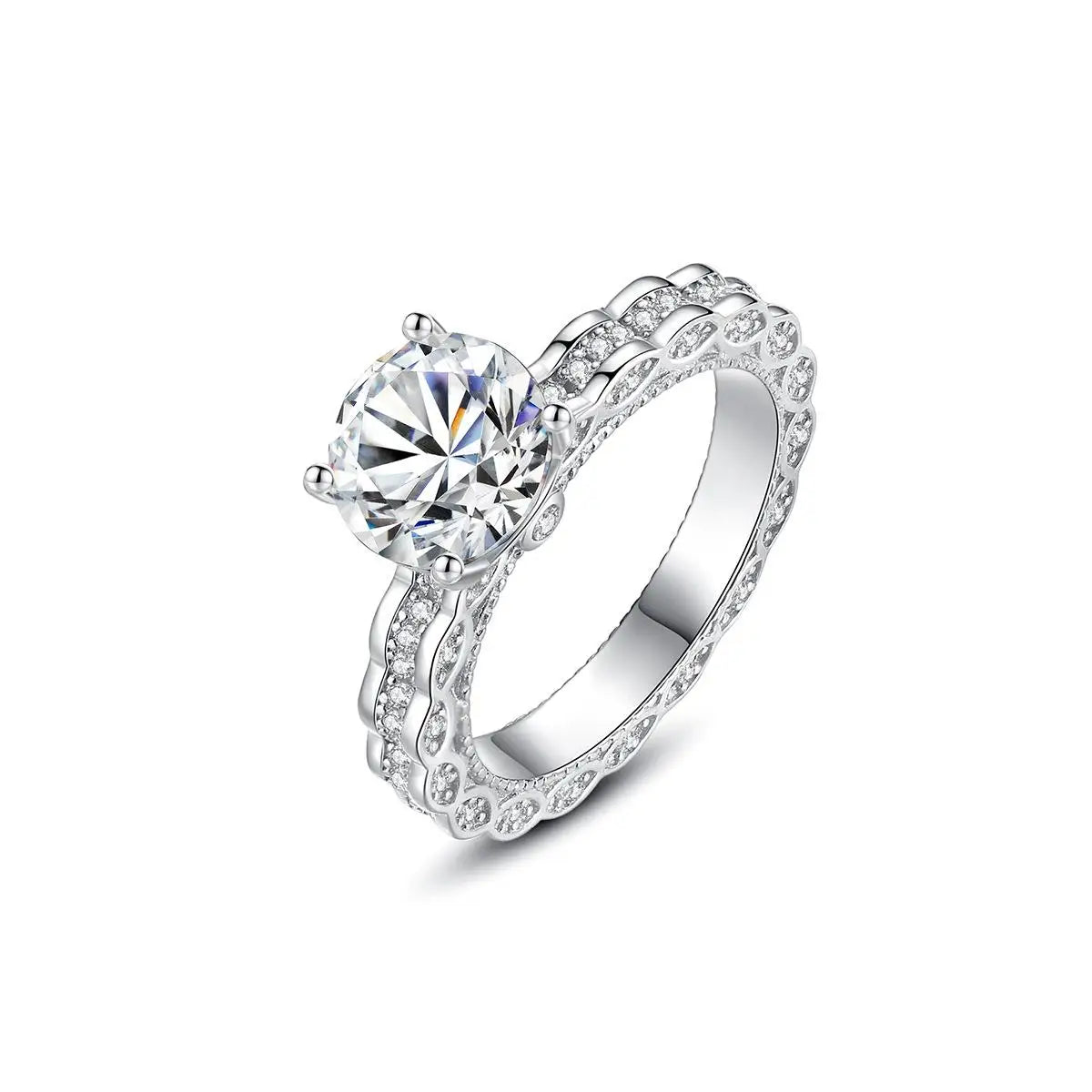 Factory Wholesale Diamond Rings S925 Sterling Silver Rhodium Plated Moissanite Engagement Wedding Bridal Ring