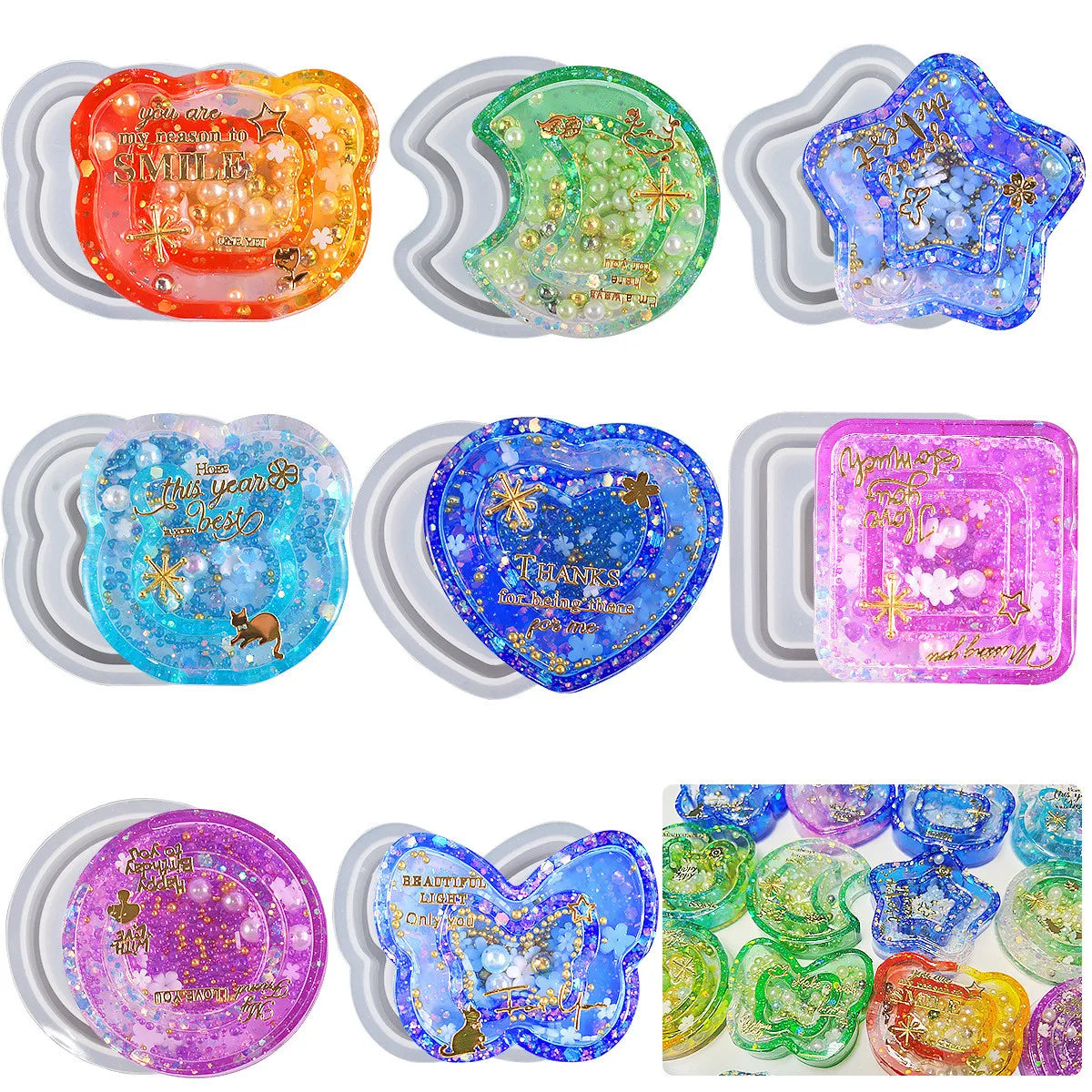 New Arrival Resin Casting Shaker Molds and Seal Films for Pendant Jewelry Keychain Decoration Silicone Resin Shaker Molds
