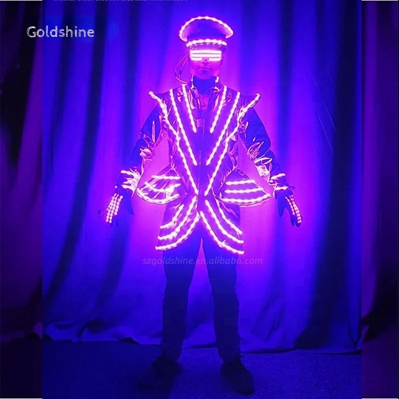 Full-Color LED Robot Suit Costumes Luminous Performance Laser Dance Props Fluorescent Flash Clothing for Party Decorations