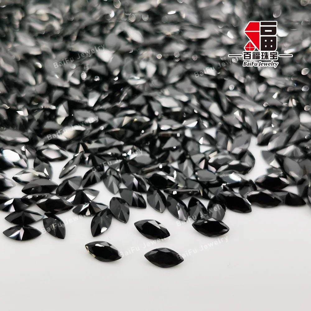 Baifu Marquise Black Cubic Zirconia 3A Quality Wholesale Loose Gems Baifu Men's Unisex Jewelry Stone