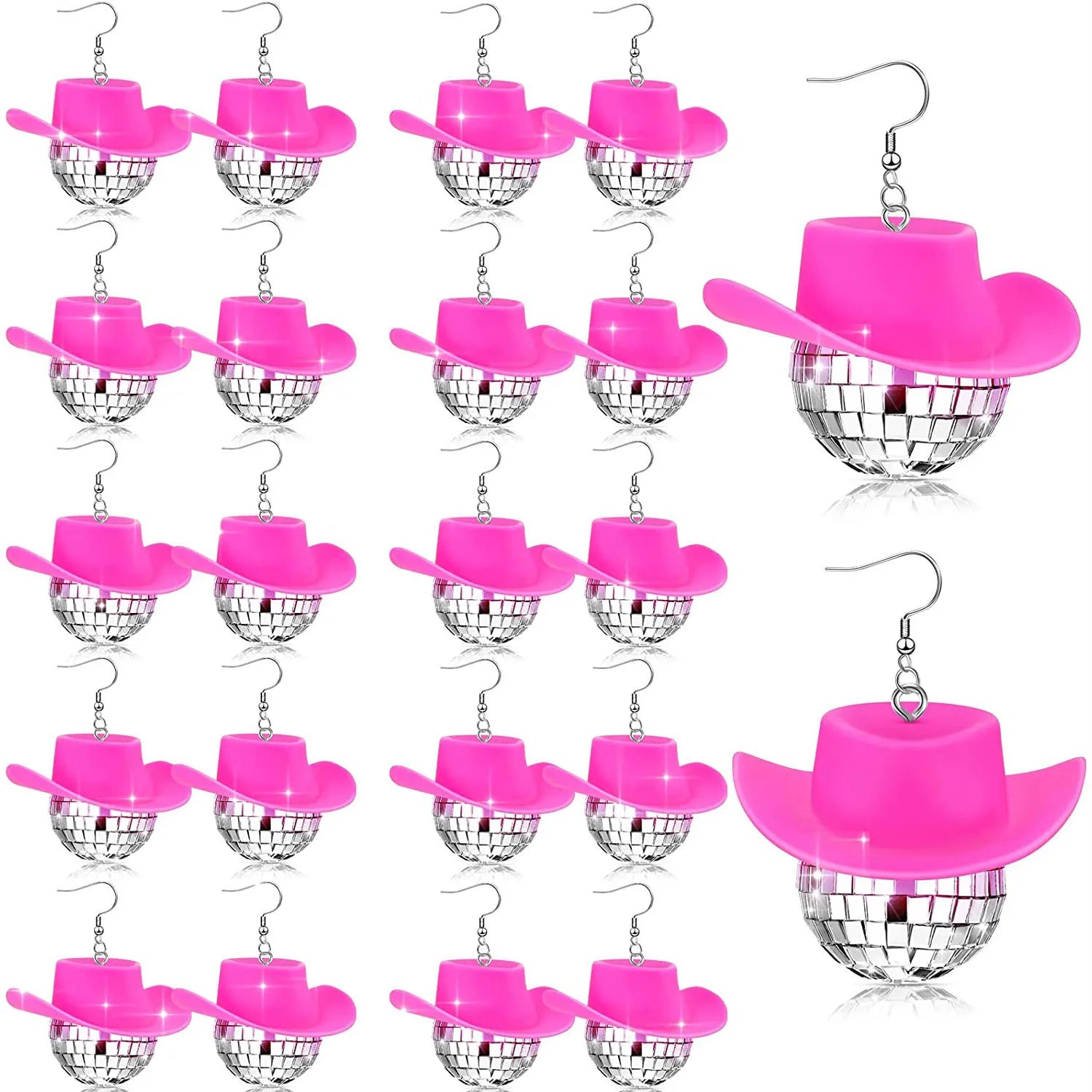 In Stocks! Popular Disco Ball Cowboy Hat  Earrings Party Gift Backpack Charm Disco Mirror Ball Earrings