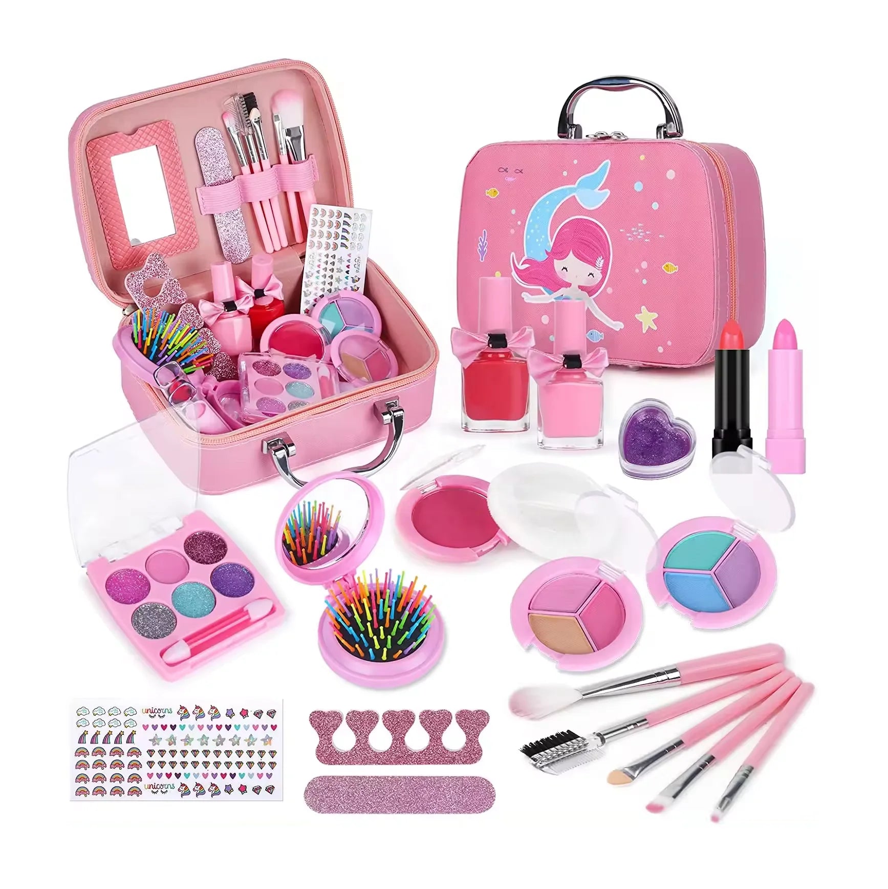 Hot Sale Children Makeup Kit Toys for Girls Portable Pretend Role Play Makeup Suitcase Toys Set Gift Modern Kids Makeup Kit T