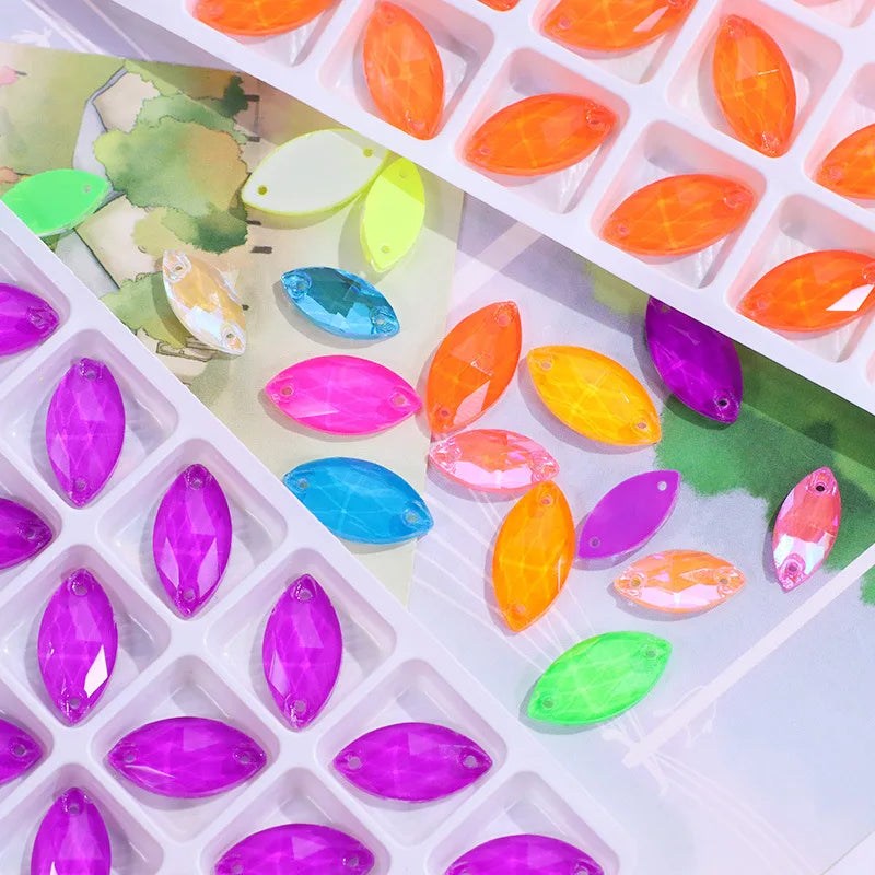 JC Crystal Mocha Fluorescence Horse Eye Rhinestone with Hole Garment Sew on Rhinestones Crystal Glass Stone