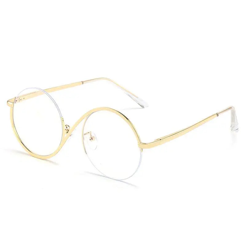 0744 Round Metal Optical Frames Anti Blue Light Glasses Women Fashion Half Frame Shape Computer Glasses