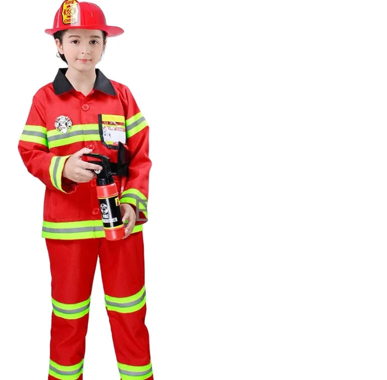 SM L Size Factory Direct Supply Funny Fireman Cop Character Cosplay Kids Firefighter Child Costume With Accessories