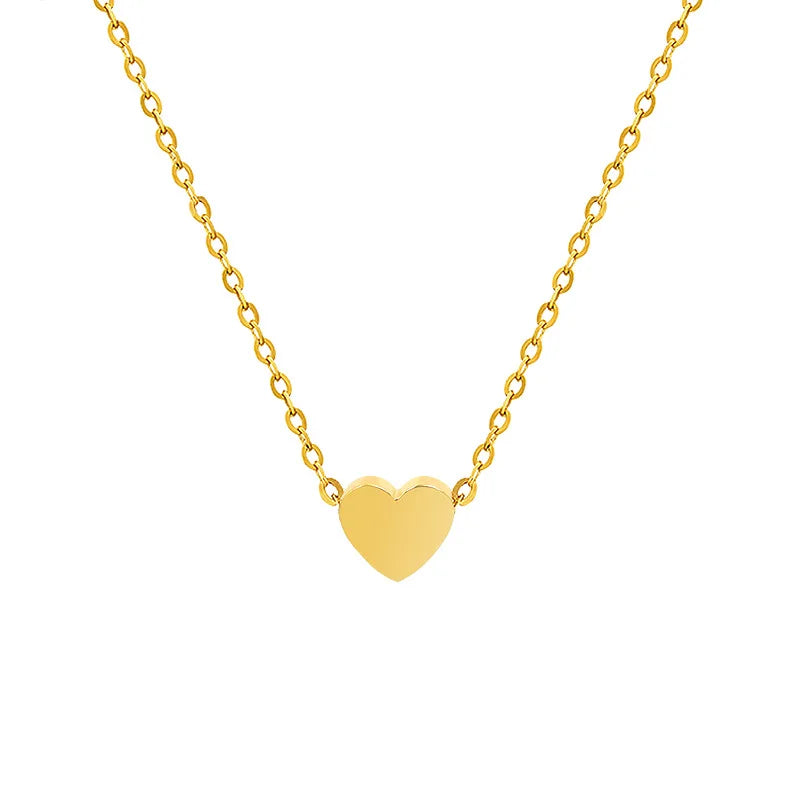 Stocks Selling Dainty Stainless Steel Necklace 18k PVD Gold Plated Tiny Chain Love Heart Choker Necklace for Women Jewelry