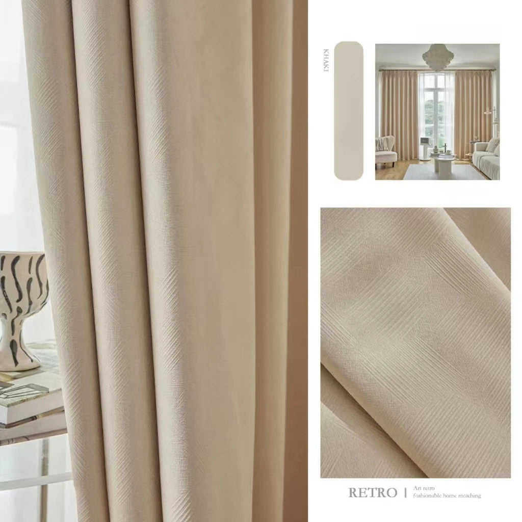 Irini Insulated Blackout Beige Polyester Cotton Curtains Flame Retardant Soundproof Customizable Grommet Top Modern Floral