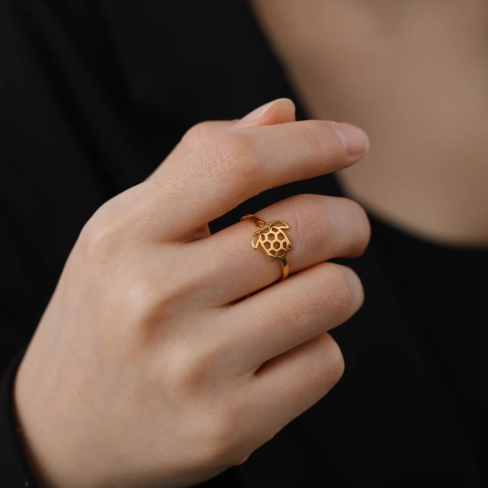 Cute Turtle Ring Women Finger Rings Fashion Summer Sea Animal Tortoise Stainless Steel Jewelry Gift