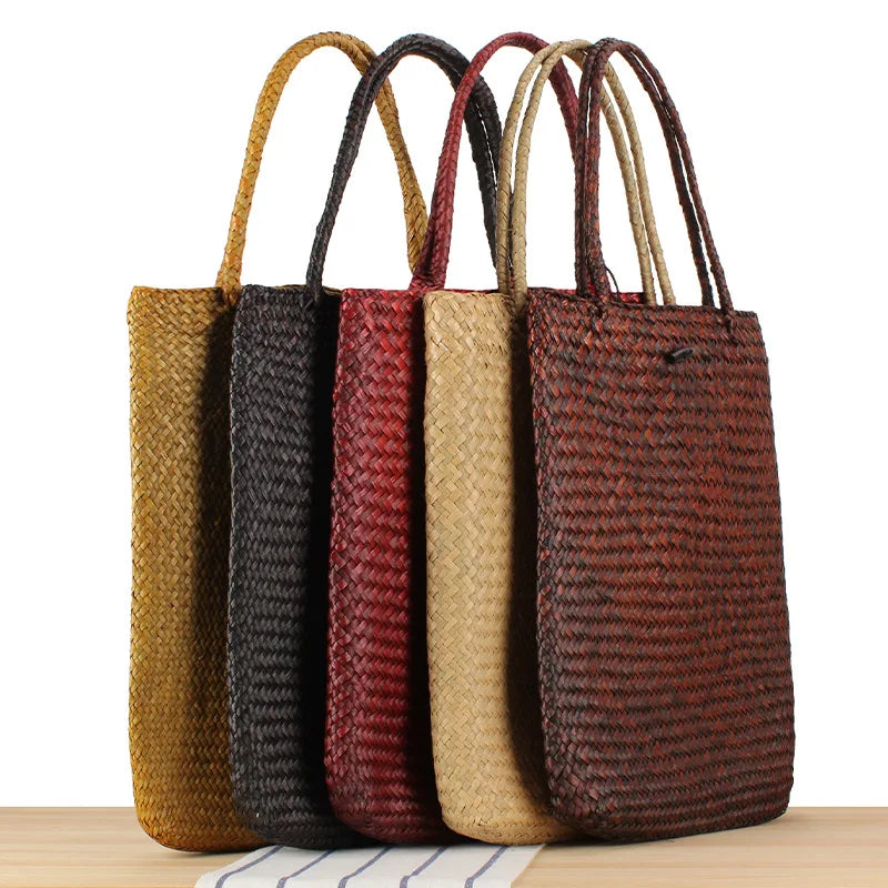 2024 Summer Natural Grass Single Shoulder Straw Handbag Ladies Vacation Holiday Summer Bag Pastoral Style Women Beach Bag