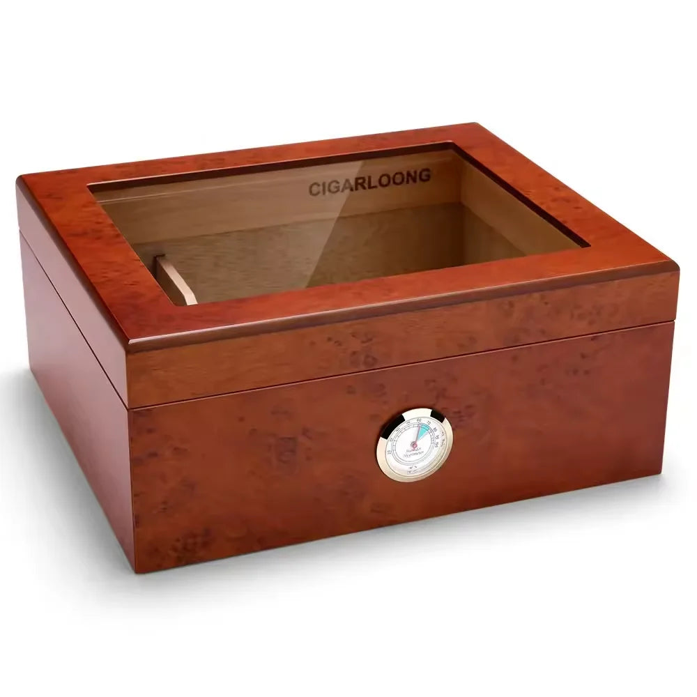Customized Wooden Humidor Hygrometer Humidifier Gift Man Cigar Accessories Humidor Cigar Humidor Box Lid Cigar Box