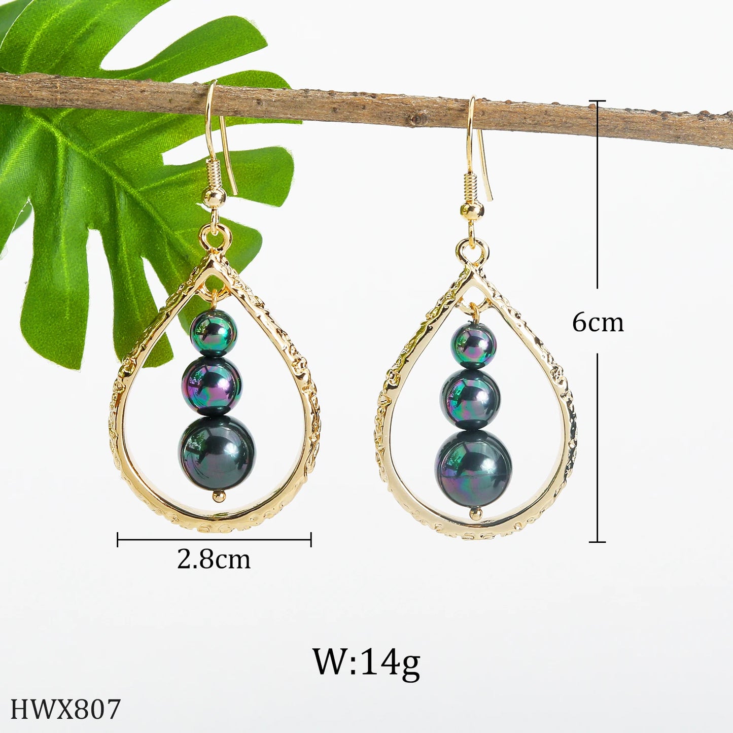 Hot Wholesale Hawaiian Style Jewelry Alloy Water Drop Shaped Shell  Pearl Earrings for Women