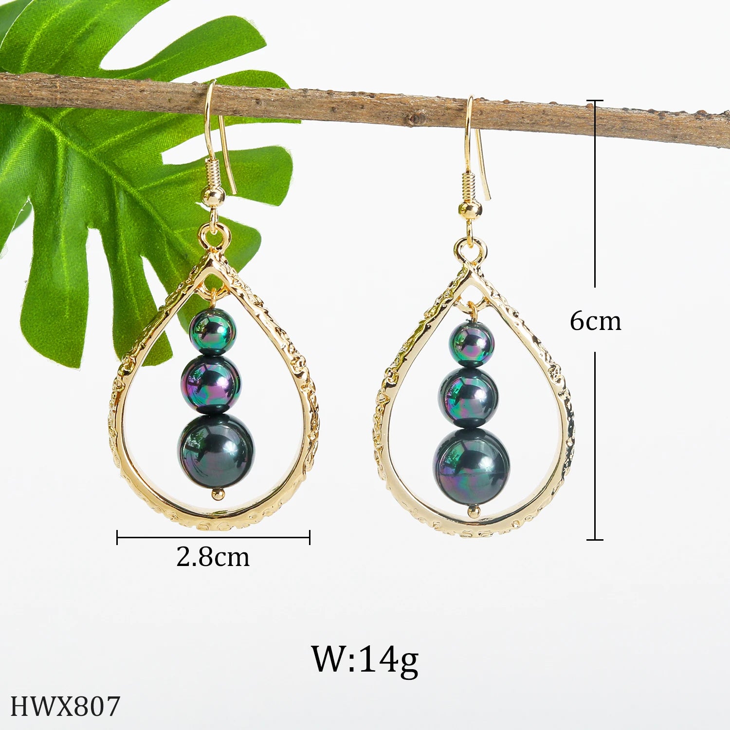 Hot Wholesale Hawaiian Style Jewelry Alloy Water Drop Shaped Shell  Pearl Earrings for Women