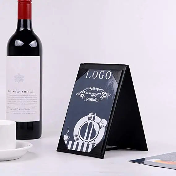 Free Sample 4x6 Inches Double-Sided Menu A-Frame Holder Table Tent Restaurant Cafe Black Leatherette