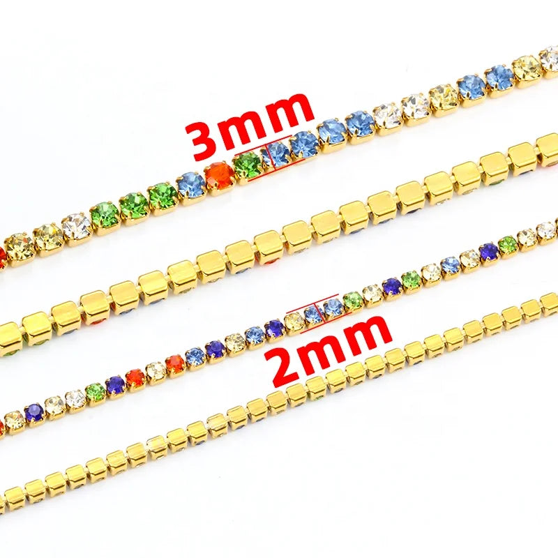 Wholesales New Trend Stainless Steel Drill Chain Various Color 2 mm Wide DIY Jewelry Making & Jewelry Findings for Men and Wo